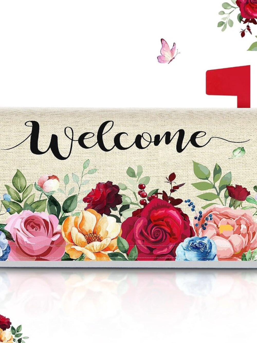 Welcome Magnetic Mailbox Cover, 21 x 18 Inch Spring Floral Design
